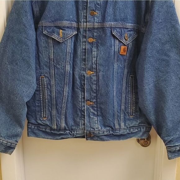 🤩Rare Vintage carhartt blanket lined denim jacket size men's extra large - Picture 3 of 7